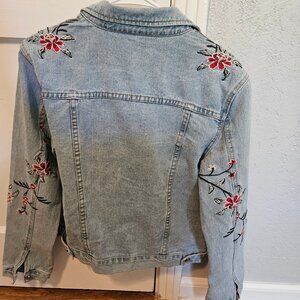 Gianni Bini Landon Denim Jacket Embroidered Floral
